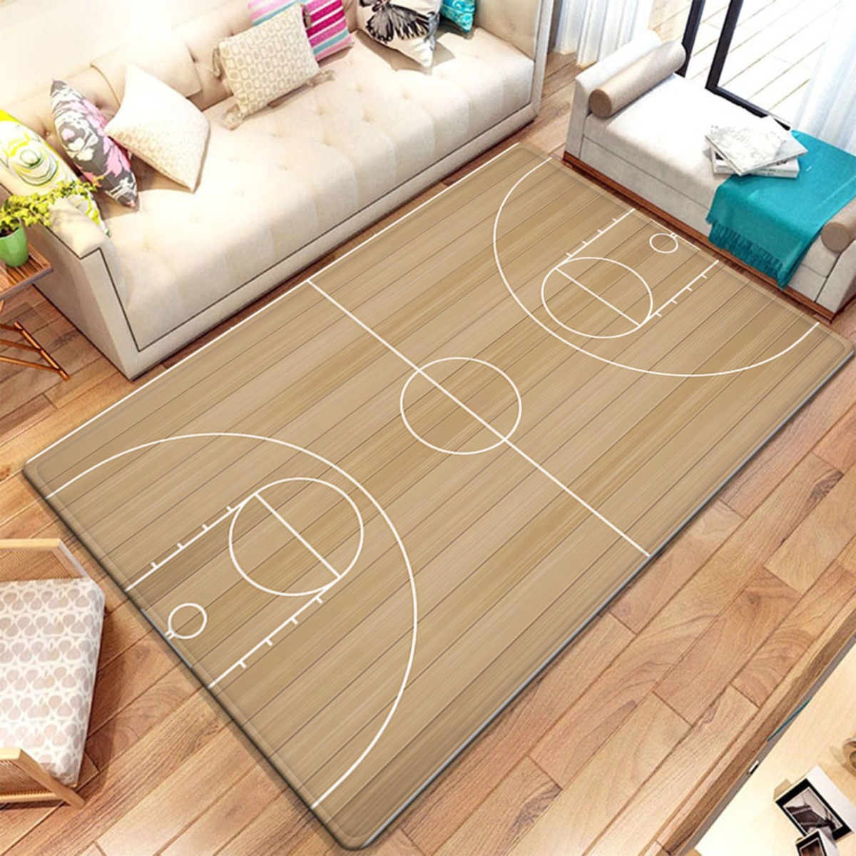 Home Gym And Basketball Court - Tappeto in peluche dal design della