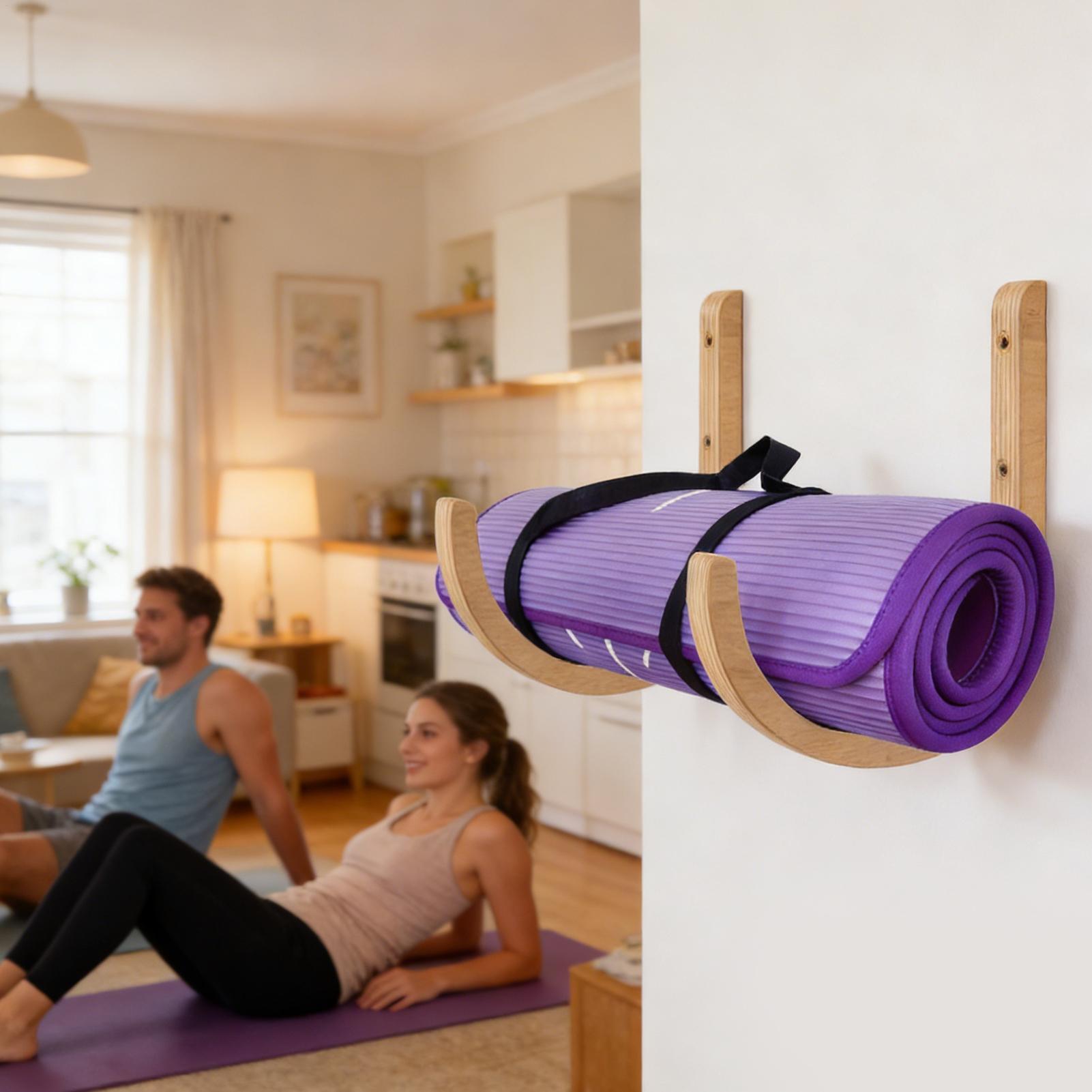 Home Gym Yoga Mat Storage - Supporto da parete in legno per