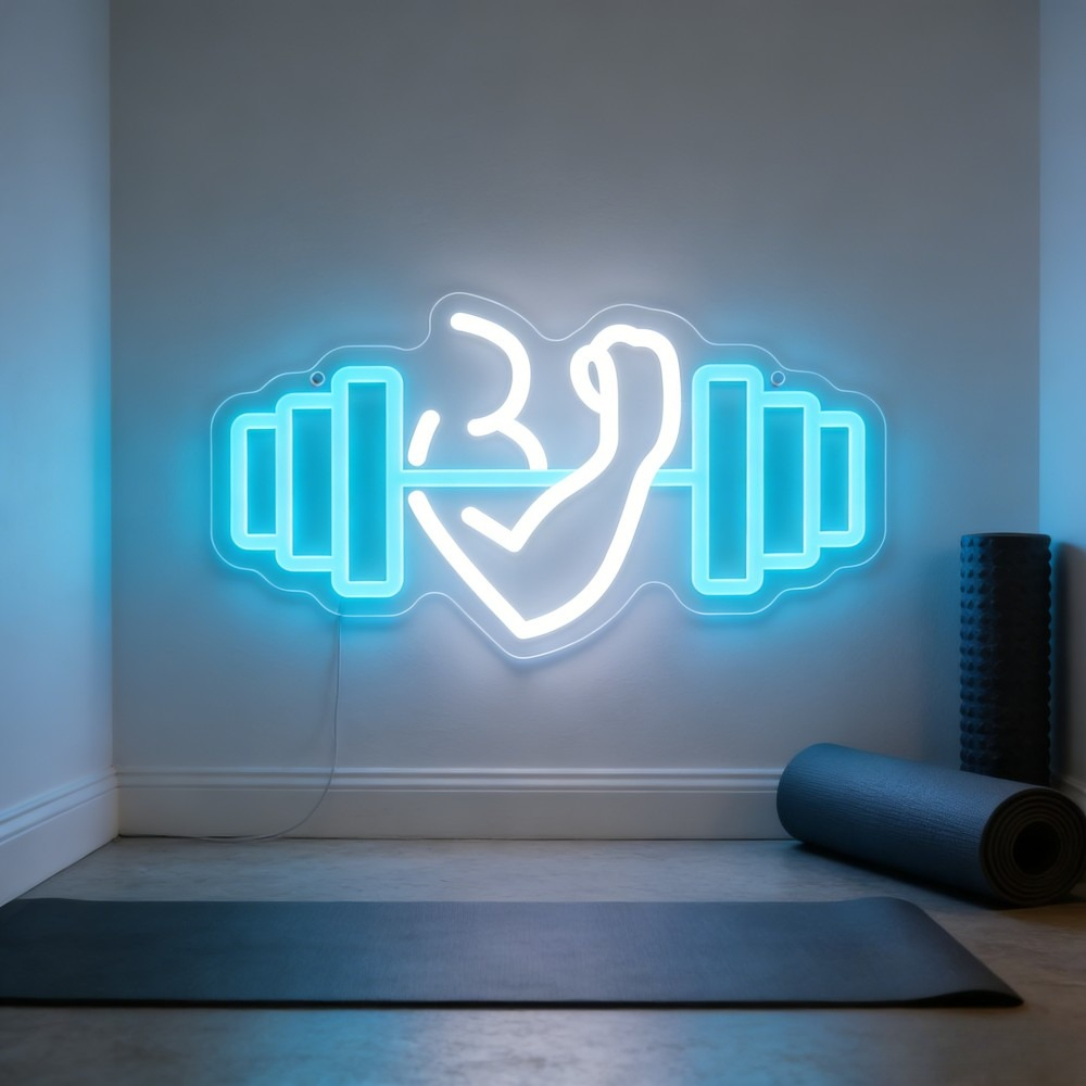 Home Gym Quotes - Insegna al Neon LED Bicep Dumbbell,
