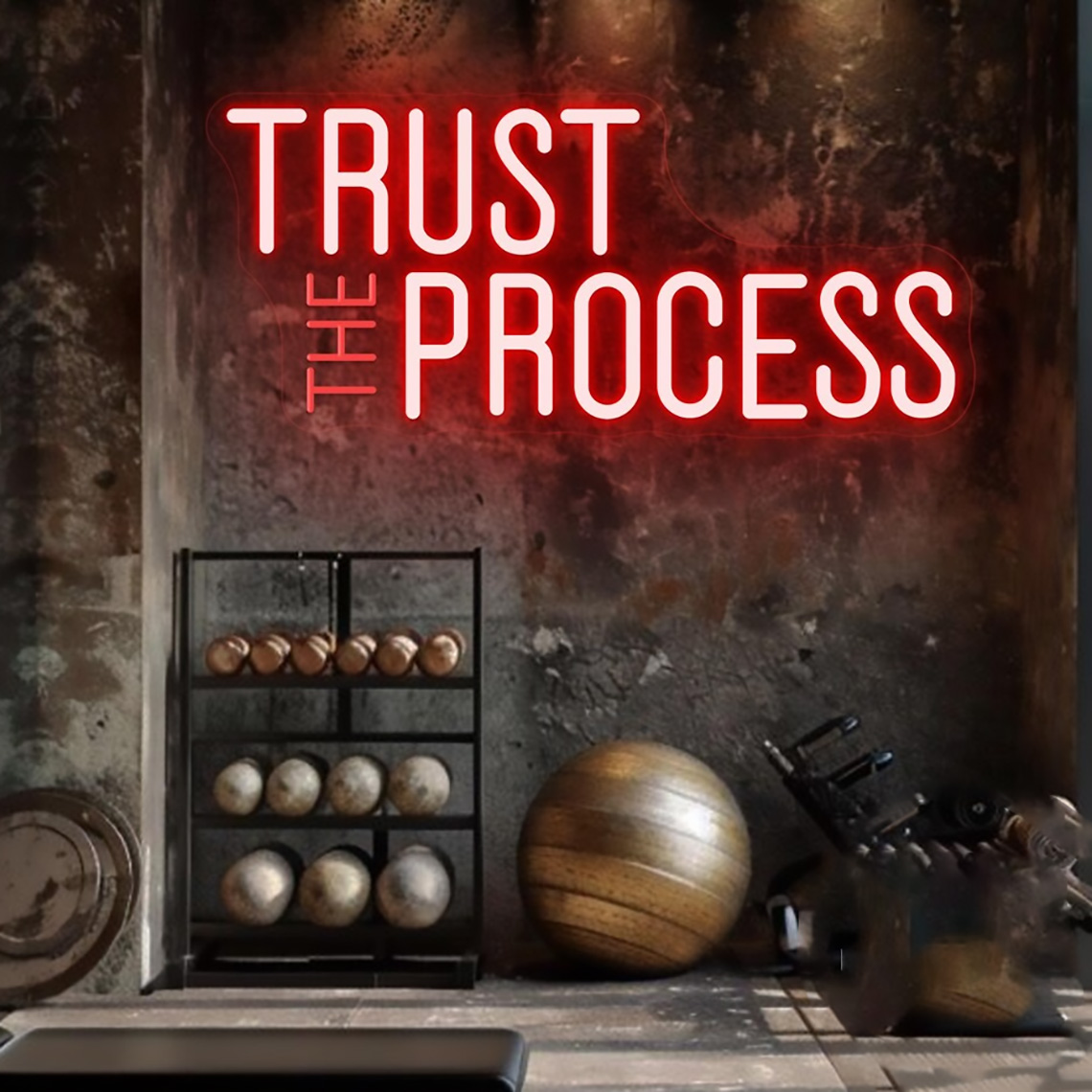 Insegna al neon 'Trust The Pro - Home Gym Quotes recensione e prezzo